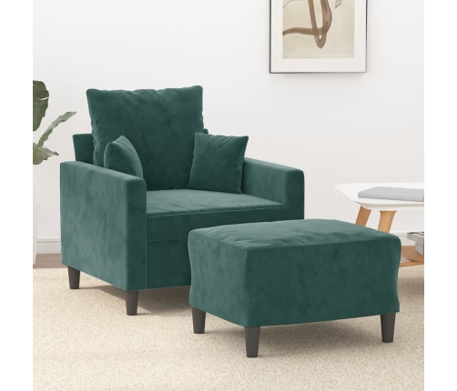 Sillón con taburete terciopelo verde oscuro 60 cm