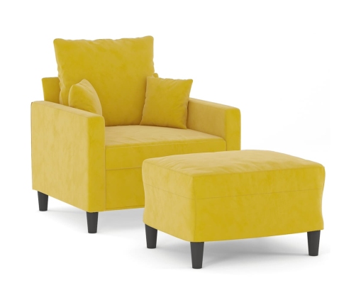 Sillón con taburete terciopelo amarillo 60 cm