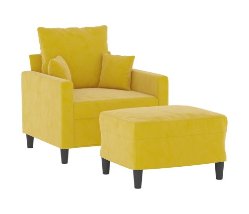 Sillón con taburete terciopelo amarillo 60 cm