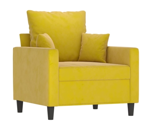 Sillón con taburete terciopelo amarillo 60 cm