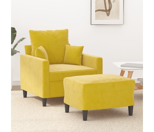 Sillón con taburete terciopelo amarillo 60 cm