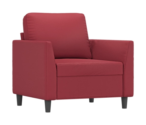 Sillón con taburete cuero sintético rojo tinto 60 cm