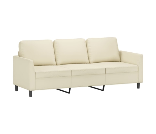 Sofá de 3 plazas con taburete cuero sintético crema 180 cm