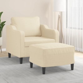 Sillón con taburete tela crema 60 cm
