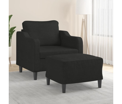 Sillón con taburete tela negro 60 cm