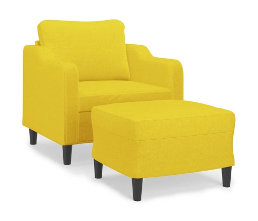 Sillón con taburete tela amarillo claro 60 cm