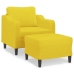 Sillón con taburete tela amarillo claro 60 cm