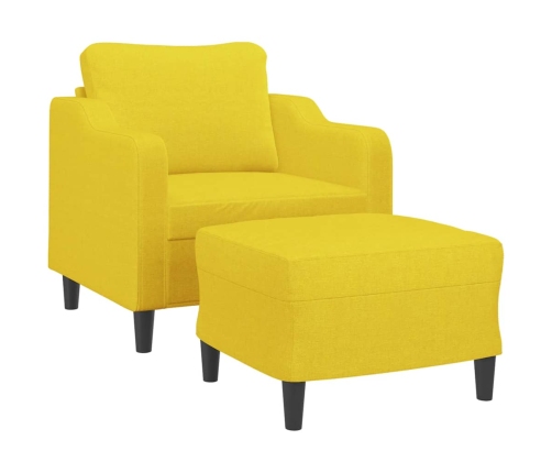 Sillón con taburete tela amarillo claro 60 cm