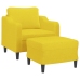 Sillón con taburete tela amarillo claro 60 cm