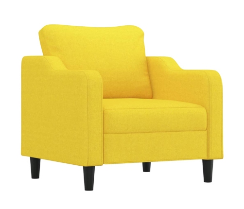 Sillón con taburete tela amarillo claro 60 cm