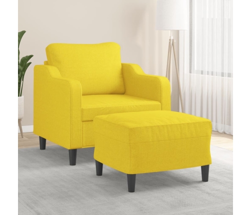 Sillón con taburete tela amarillo claro 60 cm