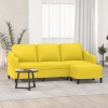 Sofá de 3 plazas con taburete de tela amarillo claro 180 cm