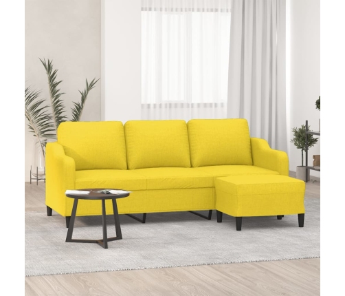 Sofá de 3 plazas con taburete de tela amarillo claro 180 cm