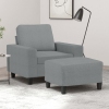 Sillón con taburete tela gris claro 60 cm