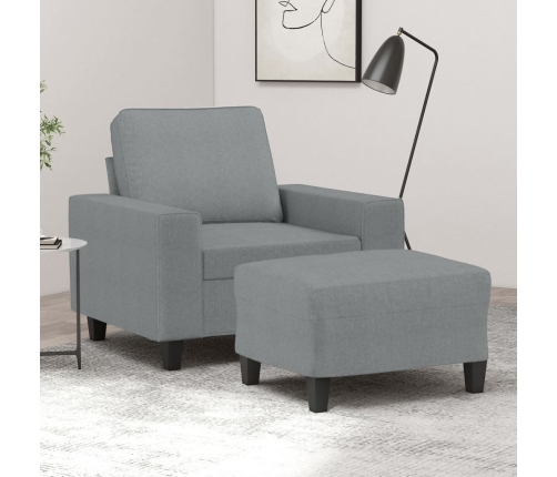 Sillón con taburete tela gris claro 60 cm