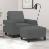 Sillón con taburete tela gris oscuro 60 cm