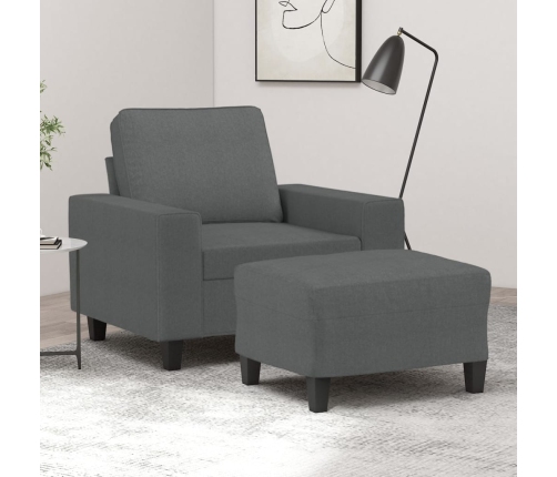 Sillón con taburete tela gris oscuro 60 cm