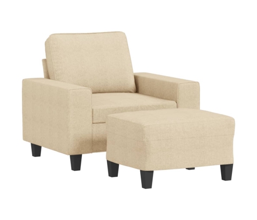 Sillón con taburete tela crema 60 cm