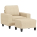 Sillón con taburete tela crema 60 cm