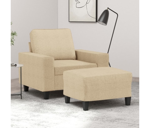 Sillón con taburete tela crema 60 cm