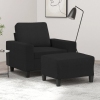 Sillón con taburete tela negro 60 cm