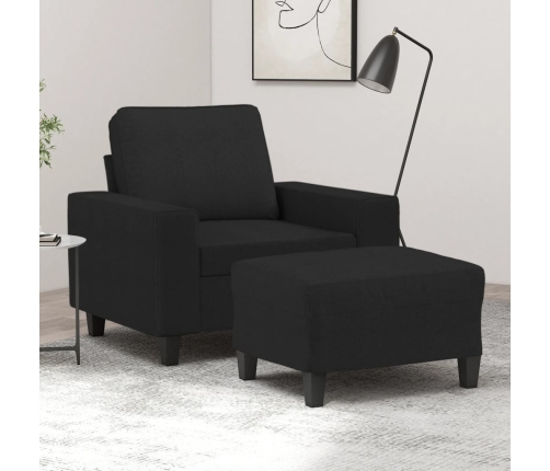 Sillón con taburete tela negro 60 cm