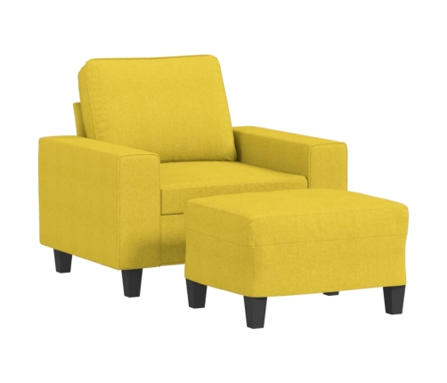 Sillón con taburete tela amarillo claro 60 cm