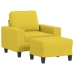 Sillón con taburete tela amarillo claro 60 cm