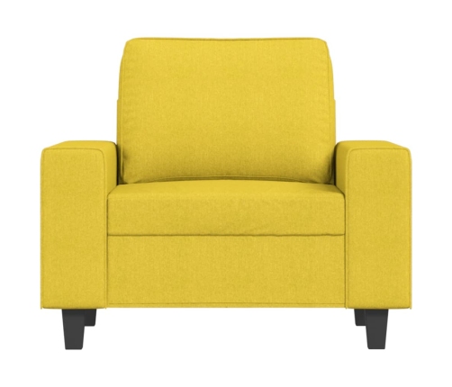 Sillón con taburete tela amarillo claro 60 cm