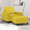 Sillón con taburete tela amarillo claro 60 cm