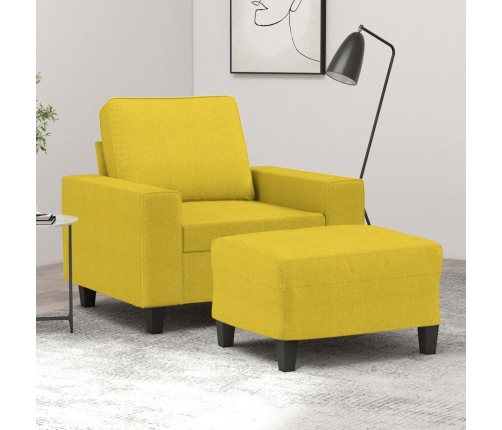 Sillón con taburete tela amarillo claro 60 cm