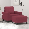 Sillón con taburete tela rojo tinto 60 cm