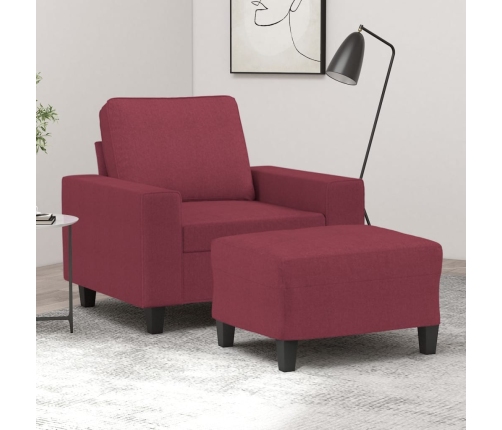 Sillón con taburete tela rojo tinto 60 cm