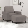 vidaXL Sillón con taburete tela gris taupe 60 cm