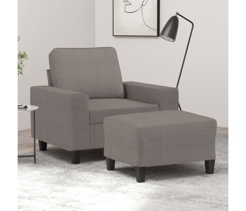 vidaXL Sillón con taburete tela gris taupe 60 cm