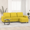 Sofá de 3 plazas con taburete de tela amarillo claro 180 cm