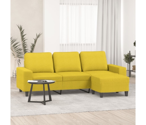 Sofá de 3 plazas con taburete de tela amarillo claro 180 cm