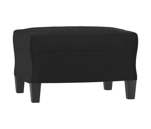 Sillón con taburete cuero sintético negro 60 cm