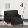 Sillón con taburete cuero sintético negro 60 cm