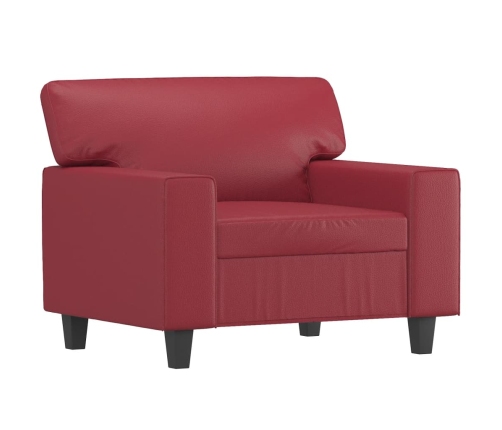 Sillón con taburete cuero sintético rojo tinto 60 cm