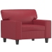 Sillón con taburete cuero sintético rojo tinto 60 cm