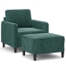 vidaXL Sillón con taburete terciopelo verde oscuro 60 cm