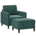 Sillón con taburete terciopelo verde oscuro 60 cm