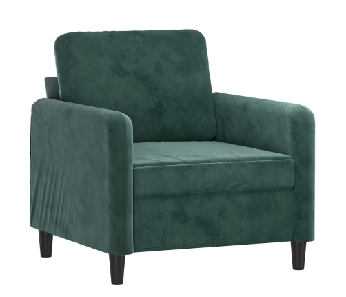 vidaXL Sillón con taburete terciopelo verde oscuro 60 cm