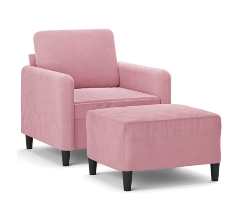 Sillón con taburete terciopelo rosa 60 cm