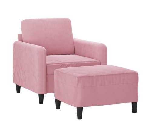 Sillón con taburete terciopelo rosa 60 cm