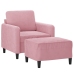 Sillón con taburete terciopelo rosa 60 cm