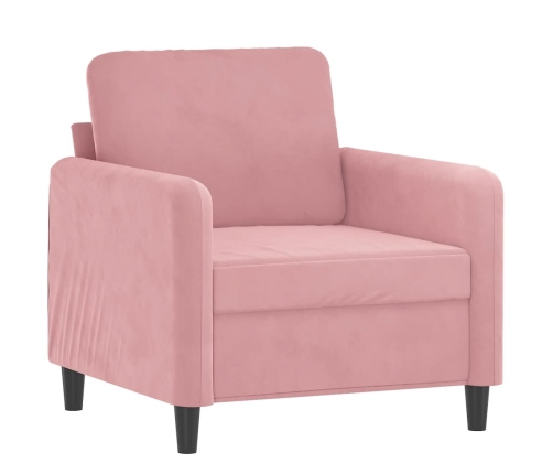 Sillón con taburete terciopelo rosa 60 cm