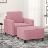 Sillón con taburete terciopelo rosa 60 cm