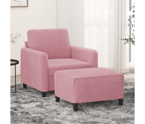 Sillón con taburete terciopelo rosa 60 cm